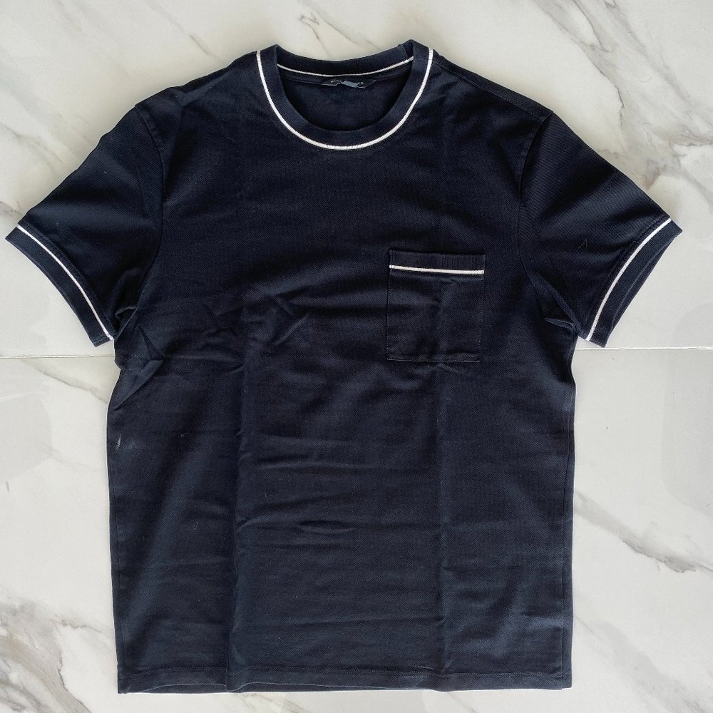 Black Shirt with White Piping Detail